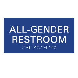 ADA Compliant Wheelchair Accessible All Gender Restroom Wall Signs with Tactile Text and Grade 2 Braille - 8x4