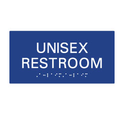 ADA Compliant Unisex Restroom Wall Sign without Pictograms with Tactile Text and Grade 2 Braille Included - 8x4