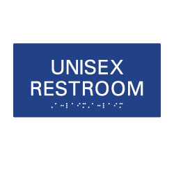 ADA Compliant Unisex Restroom Wall Sign without Pictograms with Tactile Text and Grade 2 Braille Included - 8x4