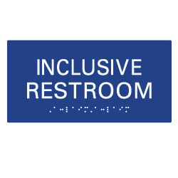 Gender Inclusive Restroom Wall Sign without Pictograms with Tactile Text and Grade 2 Braille - 8x4