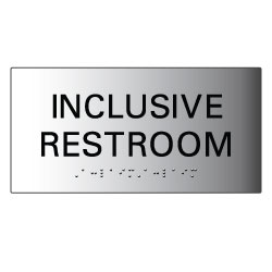 ADA Compliant Wheelchair Accessible All Gender Restroom Wall Signs with Tactile Text and Grade 2 Braille - 8x9