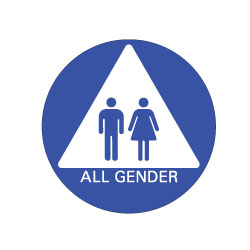 All Gender Restroom Door Sign no ISA & Male + Female pictograms