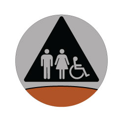 Signature Series Restroom Door Sign Wheelchair + Pictograms Restroom Door SIgn