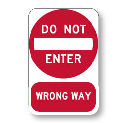 R5-1 Official MUTCD Do Not Enter/Wrong Way Combo Road Signs - 12x18