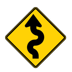 W1-5 WINDING ROAD Warning Signs - 24x24 -Rust-Free Heavy Gauge Aluminum Road Sign