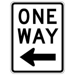 R6-2L One Way Signs With Left Arrow - 18X24 - Official MUTCD Reflective Rust-Free Heavy Gauge Aluminum Road Signs