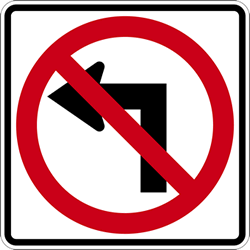 R3-2 No Left Turn Symbol Signs - 24x24 - Official MUTCD Reflective Rust-Free Heavy Gauge Aluminum Road Signs