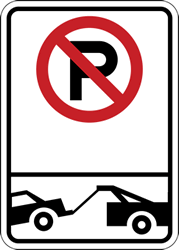 No Parking Signs with No Parking Symbol and Tow-Away Symbol - 12x18