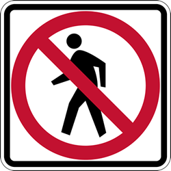 R9-3A - No Pedestrians Allowed Symbol Signs - 24x24 - Official MUTCD Reflective Rust-Free Heavy Gauge Aluminum Road Signs