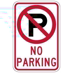 No Parking Sign with Symbol and Text - 12x18  - Reflective Rust-Free Heavy Gauge Aluminum No Parking Signs