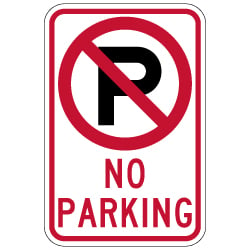 No Parking Sign with Symbol and Text - 12x18  - Reflective Rust-Free Heavy Gauge Aluminum No Parking Signs