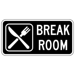 Employee Break Room Sign with Symbol and Text - 12x6 - Non-Reflective rust-free aluminum signs