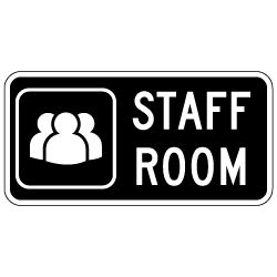 Staff Room Sign with Symbol and Text - 12x6 - Non-Reflective rust-free aluminum signs