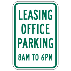 Leasing Office Parking Hours Signs - 12x18 - Reflective Rust-Free Heavy Gauge Aluminum Property Management Signs