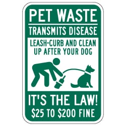 Pet Waste Clean Up After Your Dog Signs - 12x18