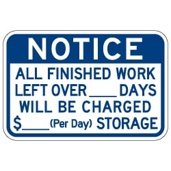 Vehicle Storage Charges Sign STOPSignsAndMore 24x18 