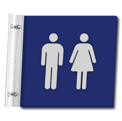 Flag Style Wall Mounted Unisex Restroom Wall Sign with No Text - 10x10 - Made with Attractive Matte Finished Acrylic and Includes Polished Aluminum Wall Bracket and Hardware. Available at STOPSignsAndMore.com