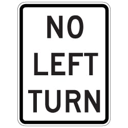 No Left Turn Symbol Signs - 18x24 - Reflective Rust-Free Heavy Gauge Aluminum Road Signs