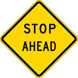W3-1A - STOP Ahead Text Warning Sign -  Reflective Rust-Free Heavy Gauge (.063) Aluminum Road Signs