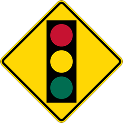 W3-3 - Traffic Signal Ahead Symbol Signs - 30x30 - Regulation High-Intensity Prismatic Reflective Rust-Free Heavy Gauge Aluminum Road Signs. This sign meets Federal MUTCD Sign specifications for the W3-3 Signal Ahead Warning Sign.