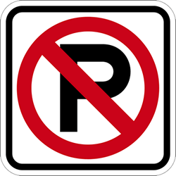 R8-3A No Parking Symbol Sign - 18x18 - Reflective rust-free heavy-gauge (.063) aluminum No Parking Signs