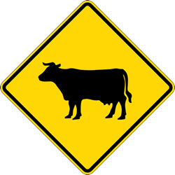 Cattle Crossing Road Warning Signs - 24x24 - Reflective Heavy Gauge Rust-Free Aluminum Livestock On Road Signs