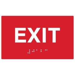 ADA Compliant Exit Signs with Tactile Text and Grade 2 Braille - 5x3 - Special Colors Available.