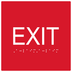 ADA Compliant Exit Signs with Tactile Text and Grade 2 Braille - 6x6 - Special Colors Available.