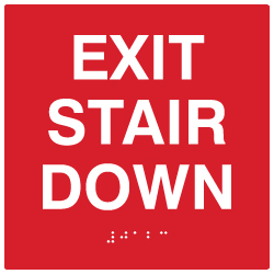 ADA Custom Color Exit Stair Down Signs with Tactile Text and Grade 2 Braille - 6x6