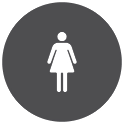 ADA Compliant and CA Title 24 Compliant Womens Restroom Door Signs with Female Symbol - Custom Colors - 12x12