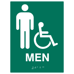 ADA Compliant Accessible Mens Restroom Wall Signs - 6x8 - Custom Colors Available