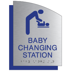 ADA Baby Changing Station Restroom Sign - Brushed Aluminum & Matte Acrylic | Tactile Text & Braille