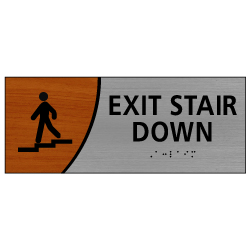 ADA Signature Series Exit Stair Down Sign With Tactile Text and Grade 2 Braille - 10x4