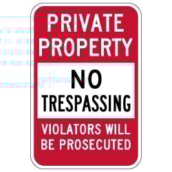 Private Property No Trespassing Sign - 12x18 - Reflective rust-free heavy-gauge aluminum No Trespassing Signs