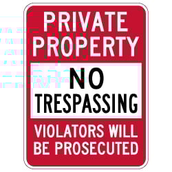 Private Property No Trespassing Sign - 18x24 - Reflective rust-free heavy-gauge aluminum No Trespassing Signs