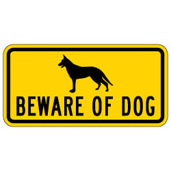 Beware of Dog Security Sign - 12x6 - Reflective Aluminum Guard Dog Signs