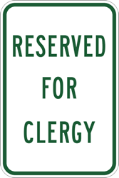 Reserved For Clergy Parking Signs 12x18 - Reflective Rust-Free Heavy Gauge Aluminum Church Parking Signs