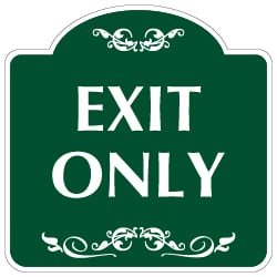 Decorative Mission Style Exit Only Sign - 18x18 - Made with 3M Reflective Rust-Free Heavy Gauge Durable Aluminum available for quick shipping from STOPSignsAndMore.com