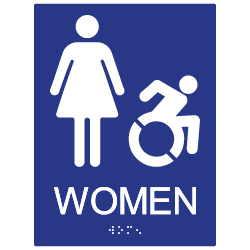 ADA Womens Restroom Wall Sign with Active Wheelchair Symbol - 6x8 - ADA Compliant Restroom Signs are high-quality and professionally manufactured right here in the USA!