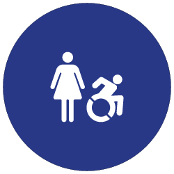 ADA Compliant and Title 24 Compliant Restroom Door Signs with Female and Active Wheelchair Symbol - 12x12