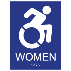 ADA Women Restroom Wall Sign with Active Wheelchair Symbol - 6x8 - ADA Compliant Restroom Signs are high-quality and professionally manufactured right here in the USA!