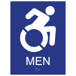 ADA Mens Restroom Wall Sign with Active Wheelchair Symbol - 6x8 - ADA Compliant Restroom Signs are high-quality and professionally manufactured right here in the USA!