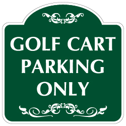 Mission Style Golf Cart Parking Only Sign -18x18 - Made with 3M Reflective Rust-Free Heavy Gauge Durable Aluminum available for quick shipping from STOPSignsAndMore.com