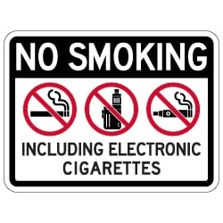 No Smoking Including Electronic Cigarettes Sign - 24x18 - Made with Non-Reflective Matte Rust-Free Heavy Gauge Durable Aluminum available at STOPSignsAndMore.com