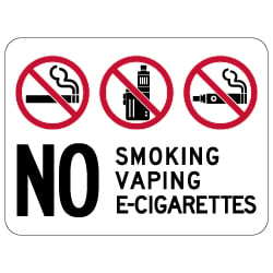 No Smoking Vaping E-Cigarettes Sign - 24x18 - Made with Non-Reflective Matte Rust-Free Heavy Gauge Durable Aluminum available at STOPSignsAndMore.com
