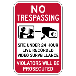 No Trespassing Site Under Video Surveillance Sign - 12x18 - Made with Reflective Rust-Free Heavy Gauge Durable Aluminum available at STOPSignsAndMore.com