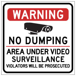 Warning No Dumping Area Under Video Surveillance Magnetic Sign - 18x18 - Made with Reflective Magnum Magnetics 30 Mil Material available from StopSignsandMore.com