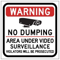 Warning No Dumping Area Under Video Surveillance Magnetic Sign - 12x12 - Made with Reflective Magnum Magnetics 30 Mil Material available from StopSignsandMore.com