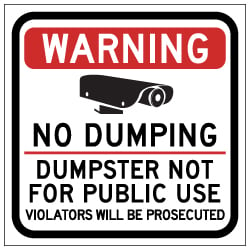 Warning No Dumping Dumpster Not For Public Use Magnetic Sign - 12x12 - Made with Reflective Magnum Magnetics 30 Mil Material available from StopSignsandMore.com