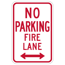 R7-1-MOD No Parking Fire Lane Sign - Double Arrow - 12x18